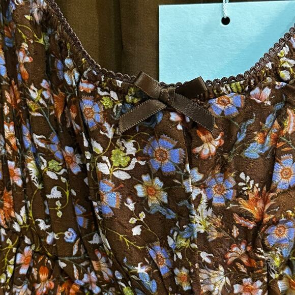 NWT Oak & Trellis Brown Floral Mini Dress Women’s Small Long Sleeve Fall Holiday - Picture 5 of 8